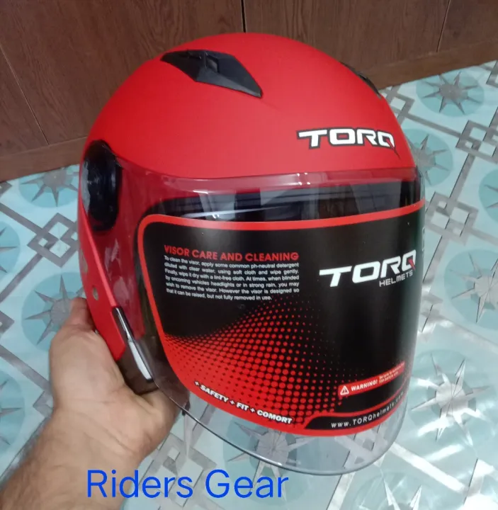 Torq%20Atom%20Mat%20Red%20Halfface%20Helmet%20With%20Sunvisor.%20-%20Image%202