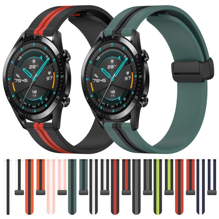 Watch%20Strap%20For%20Huawei%20GT2%2046mm%2022mm%20Folding%20Magnetic%20Clasp%20Silicone%20Watch%20Band%20-%20Image%203
