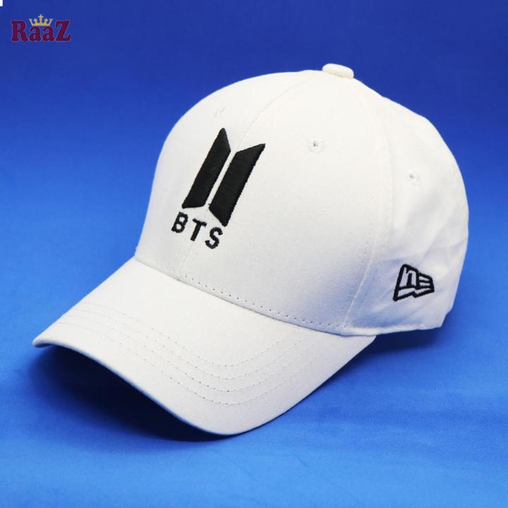 BTS Embroidery Logo Curved Baseball Cap (Black And White)