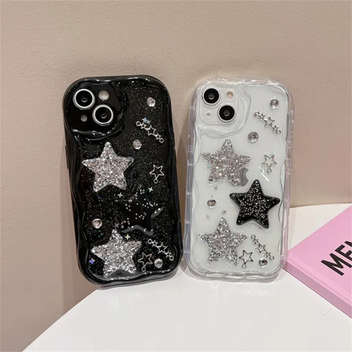 Korean%203D%20Glitter%20Star%20Sparkling%20Diamond%20Transparent%20Phone%20Case%20For%20iPhone%2015%20Pro%20Max%2013%2012%2014%20Pro%2011%20XS%20XR%20Cute%20Y2K%20Clear%20Cover%20-%20Image%205