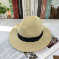 Panama straw hat man summer outdoor outing sunscreen sun hat British simple casual hat beach sun hat. 