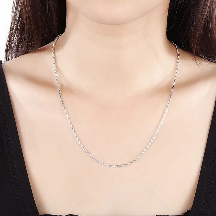 925%20Sterling%20Silver%20Necklace%2016/18/20/22/24%20inches%20fine%201.5MM%20Box%20chain%20For%20Women%20top%20quality%20Fashion%20Jewelry%20Christmas%20Gifts%20-%20Image%202