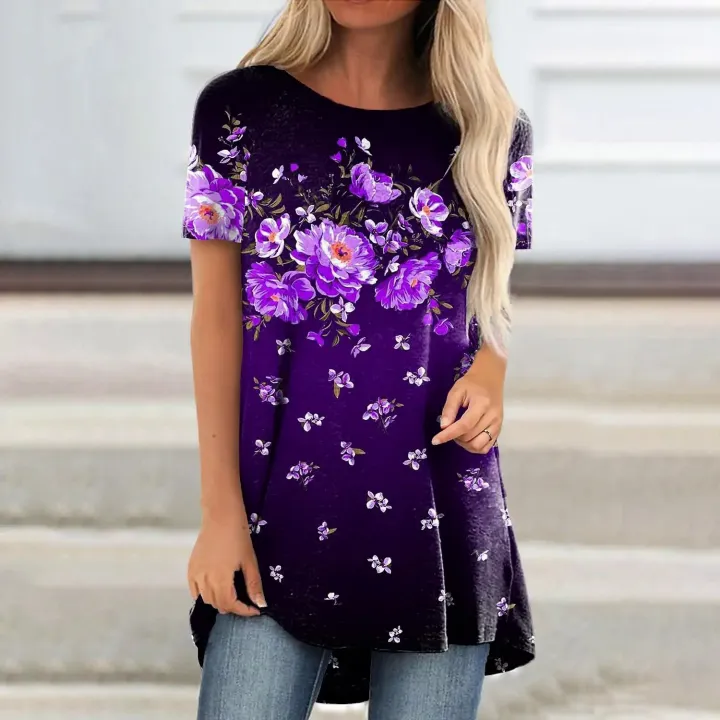 2022%20Summer%20Elegant%20Womens%20Floral%20Printed%20T-shirt%20Women%20Fashion%20T-shirts%20Ladies%20Tops%20Tees%20Vintage%20Dziert%20Caseual%20Loose%20-%20Image%205