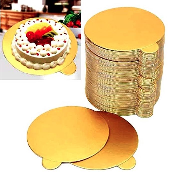 2Pcs/Set Gold Paper Board Round Cake Decoration Tools [GOLD] 2-Pound