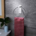 2X Towel Ring/Hand Towel Holder - Self Adhesive Round Towel Rack Hand Towel Bar for Bathroom, Stainless Steel Black. 
