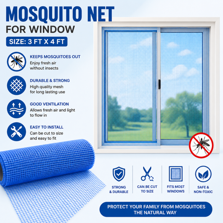 Mosquito Net for window (3 ft x 4 ft)- Blue