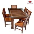 Simple Design Sub Veneer 6 Chair Dining Set With 10 mm Tempered Glass Model: ADI-874. 
