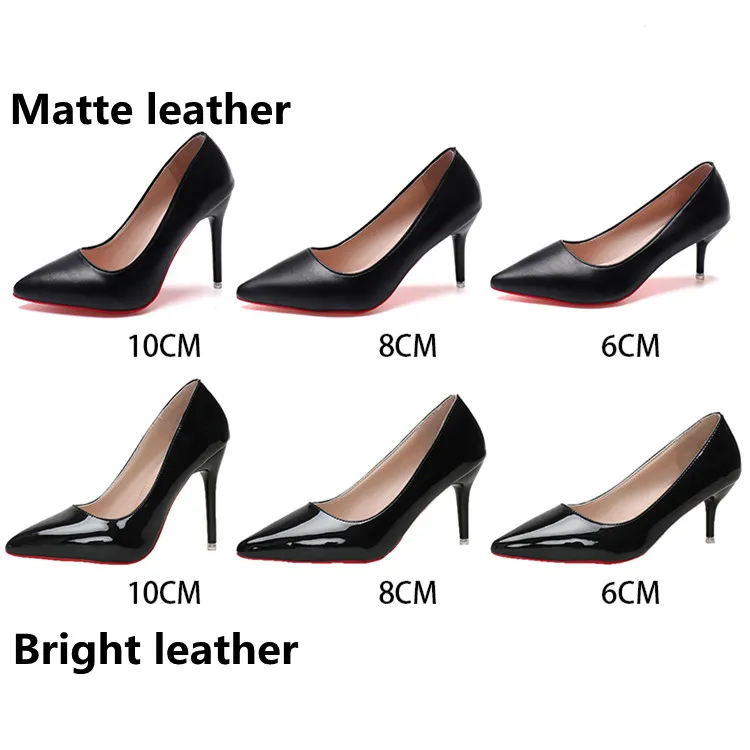 Red Sole Thin Heel High Heels Classic Style Black Office Work