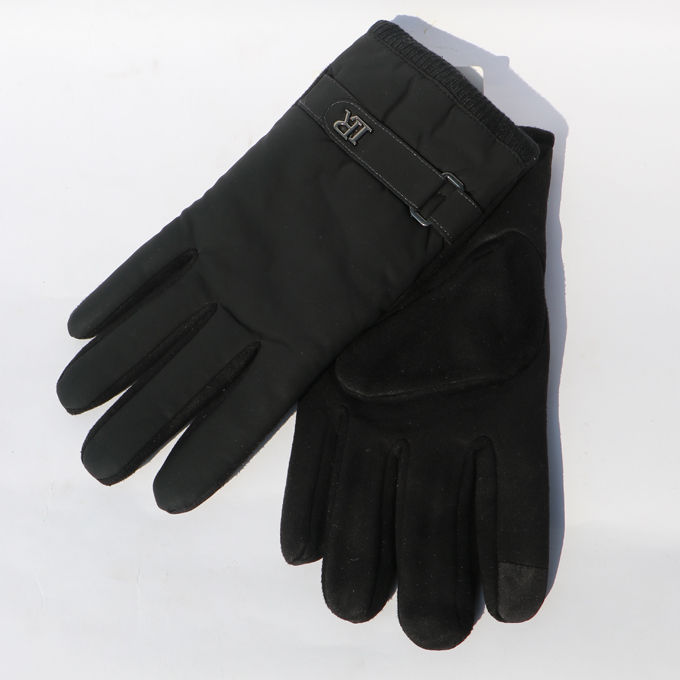 Black%20Touch%20Screen%20UNISEX%20Leather%20Pleat%20Cuff%20Black%20Winter%20Gloves%20-%20Image%203