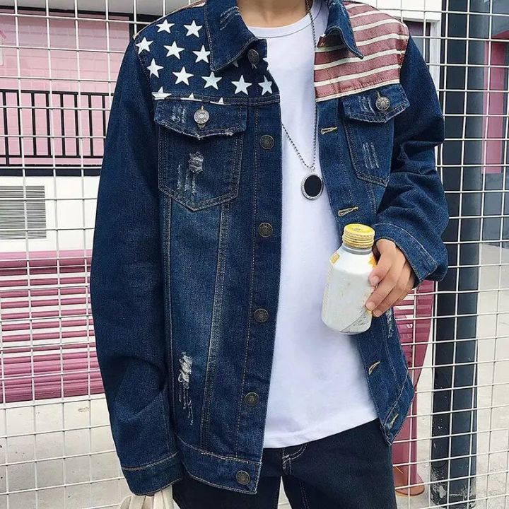 Male%20Jean%20Coats%20Casual%20Slim%20Men's%20Denim%20Jacket%20White%20with%20Hole%20Ripped%20Short%20Cheap%20Price%20Stylish%20Loose%20Korea%20Low%20Cost%20Fashion%20G%20-%20Image%204