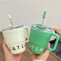 480ml Coffee Cup with Straw Lid Stainless Steel Thermos Mug for Hot Cold Drinks Water Tea Milk Office Outdoor Portable Bottle. 