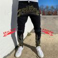 2023 Men's Ripped Hot Drill Jeans Skinny Jeans Black Stretch Denim Pencil Pants MAN Denim Street Punk Slim Fit Biker Trousers. 