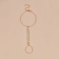 Cross-border personality Internet celebrity wind rice beads mixed and matched pearl finger bracelet creative fashion women's adjustable bracelet wholesale. 