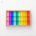 Rainbow GEM Cubes Stacking Toy Transparent Appearance with Storage Case Building Blocks Set 30pcs.