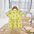 Fashion Summer Holiday Pattern Baby Dress Kids Girls Clothing Short Sleeve.