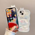 Sanrio Cartoon Cinnamoroll Bowknot Wave Monster Lens Holder Phone Case Iphone 11 12 13 14 Pro Max X Xs Xr 7 8 Plus Soft Case. 