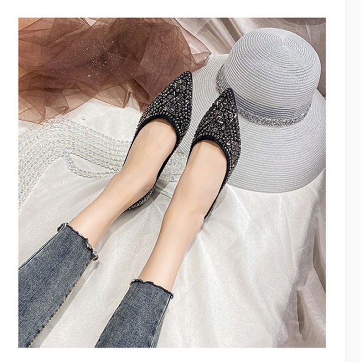 Spring%20Summer%20Women's%20Shoes%20Pointed%20Toe%20Rhinestone%20Chunky%20Heel%203%20cm%20Low%20Heel%20Shoes%20Low-Cut%20Pumps%20Full%20Diamond%20Flat%20Bottom%20Comfort%20Sandals%20-%20Image%208