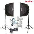 Godox Tl-5 5in1 Bulb Head Multi-holder Tricolor Light Stand Softbox 60 60cm for Clear High Definition Recording.