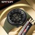 Sanda Classic Style Large Screen Sports Multi functional Trendy Waterproof Night Light LED Men's Watch SD6256-3.