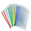 Transparent Plastic Colorful Zipper Paper File Folder Book Pencil Pen Case Bag File Document Bags 1PCS. 