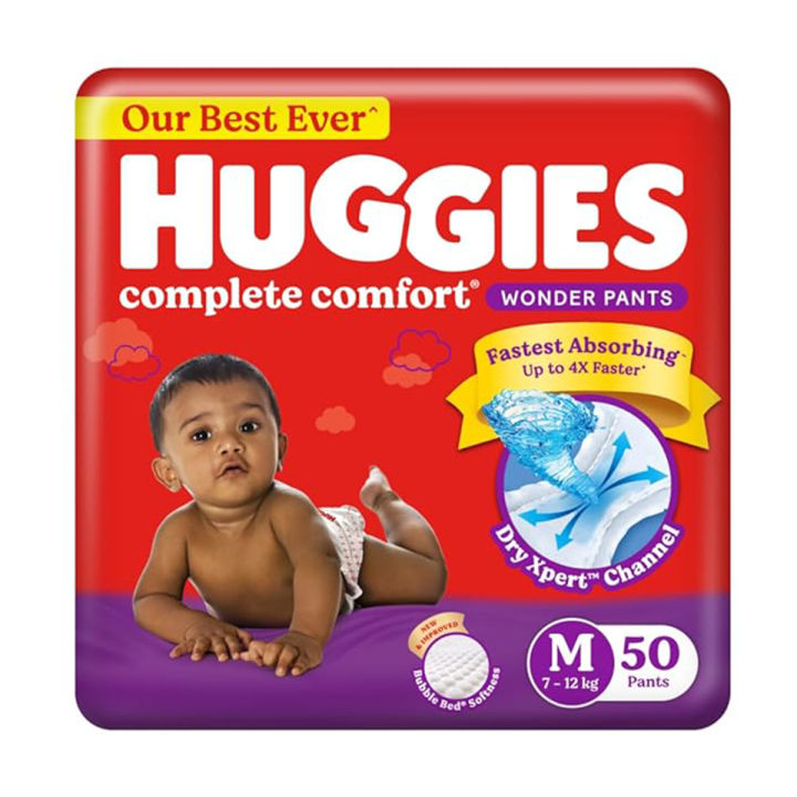 Huggies Complete Comfort 5 in 1 Wonder Pants Baby Diaper M ( 7-12Kg)- 76 Piece