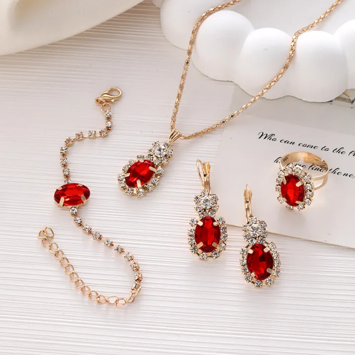 Four%20Piece%20Jewelry%20Set,%20Fashionable%20and%20Versatile%20with%20Diamond%20Embellishments,%20Oval%20Necklace,%20Ring,%20Bracelet,%20Earrings,%20Suitable%20for%20Women%20and%20Girls%20-%20Image%204