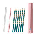 Multifunctional push-pull pencil case set primary school cute pencil case creative pencil case set with pencil ruler eraser. 
