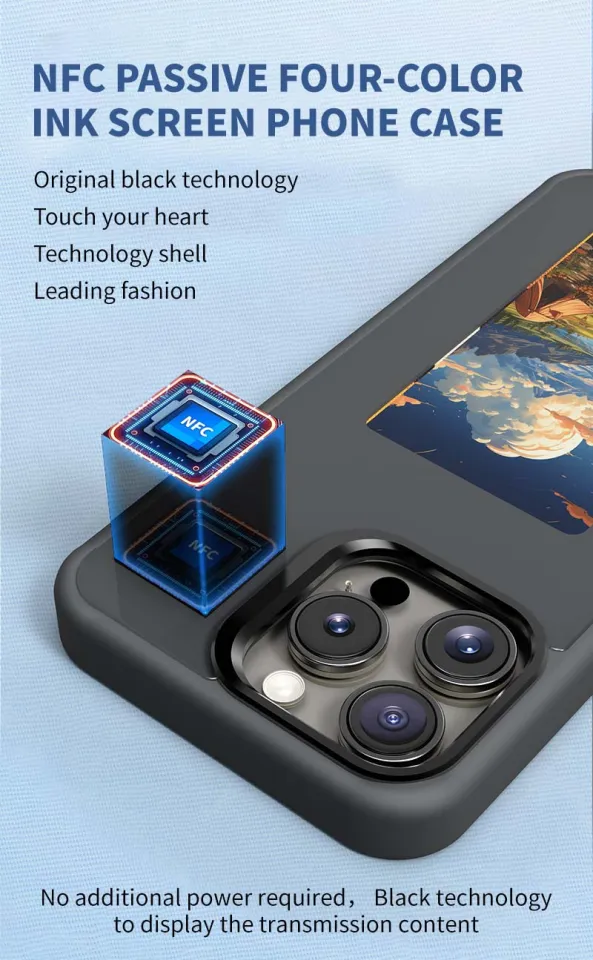 NFC Lnk Screen Phone Case for Iphone 13 14 15 Pro Max DIY