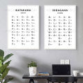 Hiragana and Katakana Chart Art Print Black White Japanese Alphabet Poster Japan Wall Pictures Canvas Painting Home Decor.
