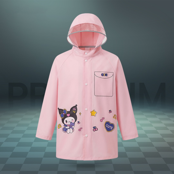 Fairy Printed Pink Children's Raincoat with Zipper & Button System – Girls & Boys | Kindergarten, Preschool & Elementary School | Backpack-Friendly Waterproof Raincoat for Kids