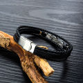 European and American hip-hop men's bracelets, men's musical note leather bracelets, simple multi-layered braided trendy men's bracelets for boyfriends.