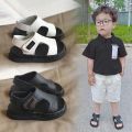 Summer Beach Sandals For Boys Korean Style 2024 Fashion Children Footwear PU Leather Anti-slippery Soft-soled Kid's Shoes.