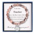 Apple Pendant Bracelet Teacher's Day Gift Bracelet Teacher Pink Zebra Amethyst Bracelet Teacher's Day Bracelet.