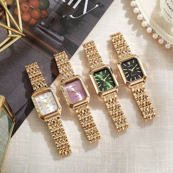 Qingwen  Women's Light Steel Watch   Female Student Fashion Simple Square Quartz Watch