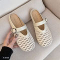 Women's Summer Slip-On Sandals Red All-Match Flat Shoes Women New Fashion Fur for Slippers. 