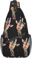 Sling Backpack Cute Cartoon Illustration Colorful Rainbow Giraffe for Men Boys Multipurpose Crossbody Shoulder Bag. 