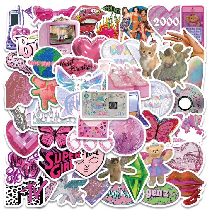 58pcs%20Y2K%20Style%20Vaporwave%20Stickers%20Cute%20Kawaii%20Decals%20For%20Girls%20Suitcase%20Scrapbook%20Notebook%20Phone%20Guitar%20Stickers%20Kids%20Toys%20-%20Image%202