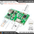 J5019 HW-357 DC to DC Step Up Boost Module 3.7V to 27V 2A Adjustable With Integrated TP4056 18650 Lithium Battery Charging Module for WiFi, Router, ONU Mini UPS or DIY Kit.. 