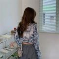 Long Sleeve T-shirts Women Tie-dye Printed Summer Sun-proof Cropped Tops Fashion High Street Gauze Korean Style Chic Teens Retro. 