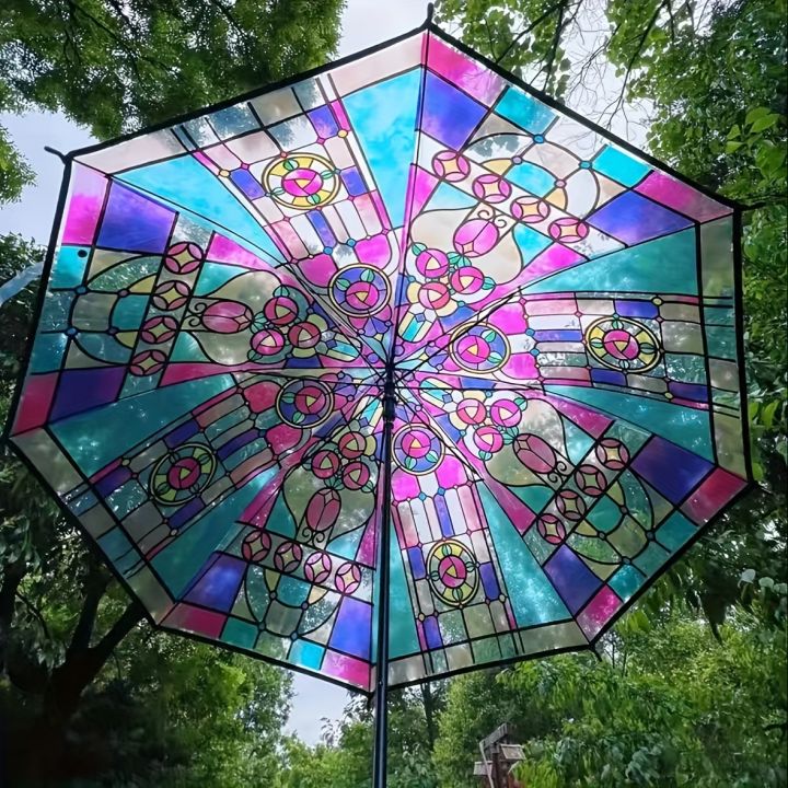 1PC%20Retro%20Window%20Flower%20Pattern%20Transparent%20Umbrella%20Fully%20Automatic%20Opening%20and%20Closing%20Portable%20Travel%20Umbrella%20-%20Image%205