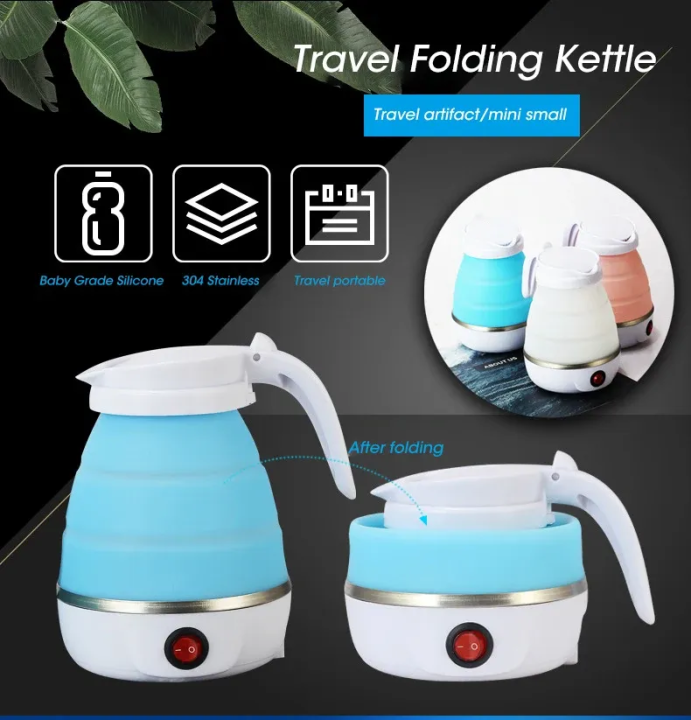 Electric Travelling Folding Kettle Silicone Foldable Water Kettles Compression Leak Proof Portable Mini Kettle