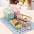 Wheat Straw Lunch Box Healthy BPA Free Bento Boxes Microwave Dinnerware Food Storage Container Soup Cup Lunch Box for Kids. 