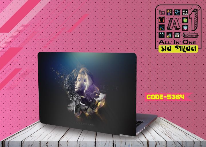 3D Abstract Face Design Laptop Sticker