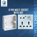 Universal 8 pin Multi Socket With Free MK Gang Back Cover Easy to Use and Maintain. 