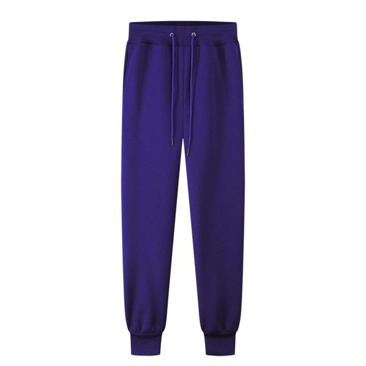 Sports Pants Men'S Fleece Autumn And Winter Trousers Jogging Fashion Ladies Casual Pants Black And White Solid Color