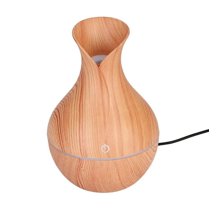 【Daily Necessities For Anyone Store】LED Wood Grain Air Humidifier Vase Shape Intelligent Induction Aroma Essential Oil Diffuser for Home