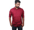 Maroon Long Sleeve Stretchable Casual Shirt for Men.