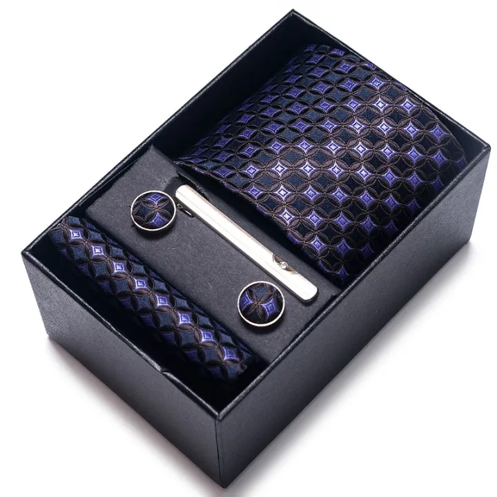 100%25%20Silk%20Brand%20Tie%20Handkerchief%20Cufflink%20Set%20For%20Men%20Necktie%20Holiday%20Gift%20Box%20Blue%20Gold%20Suit%20Accessories%20Slim%20Wedding%20Gravatas%20-%20Image%208