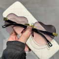 Fashion Heart-Shaped Sunglasses Designer UV Protection Rimless Rimless Sun Glasses Gradient Lens UV400 Love Heart Shades for. 