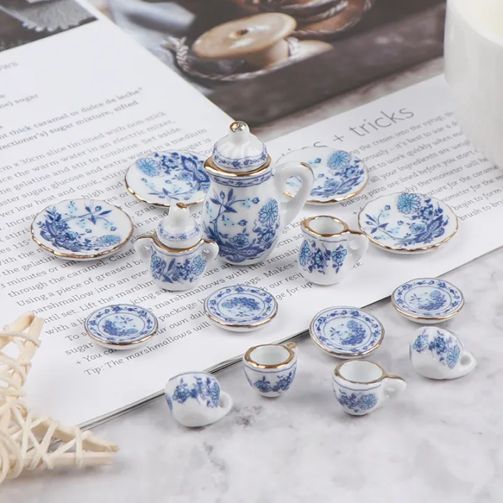 15Pcs%201:12%20Dollhouse%20Miniature%20Tableware%20Porcelain%20Ceramic%20Tea%20Cup%20Set%20-%20Image%202